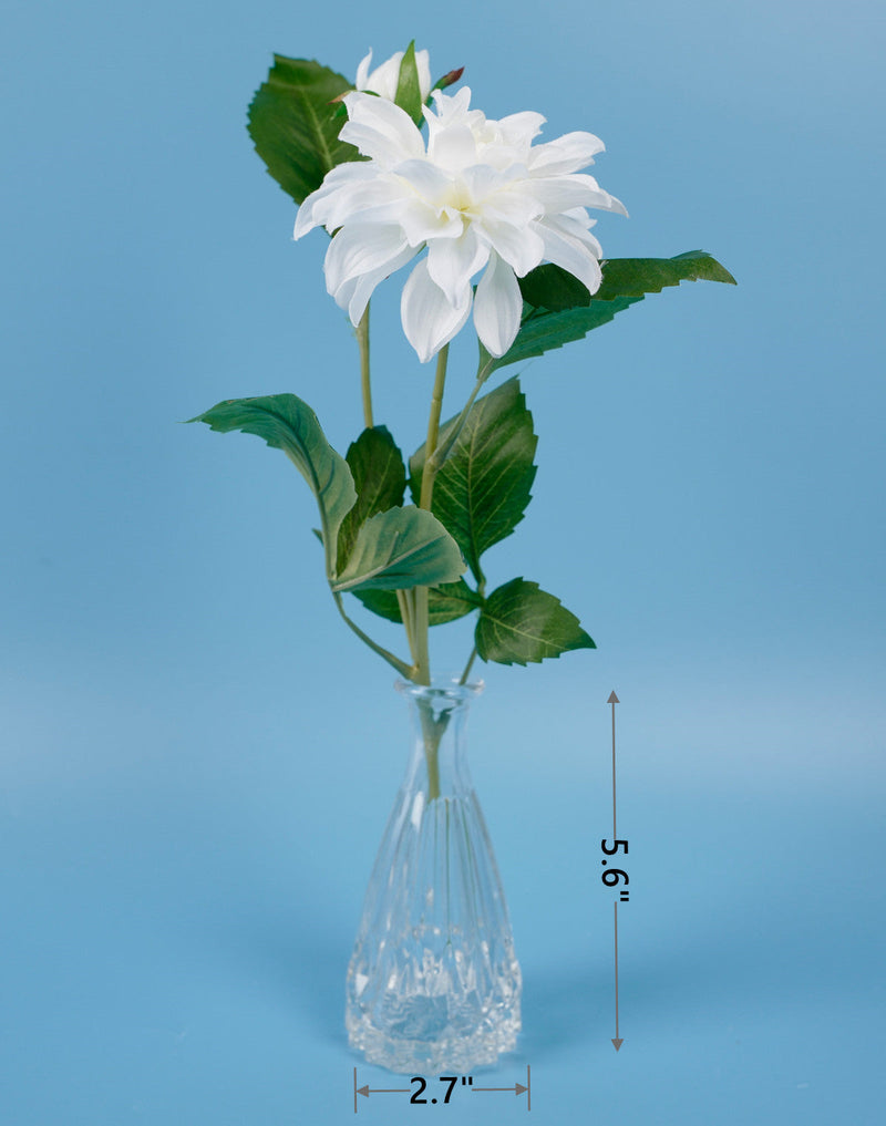 Faux Flower Stems 12 Inch White and Violet Artificial Silk Flowers 10 Pcs for Glass Arrangement
