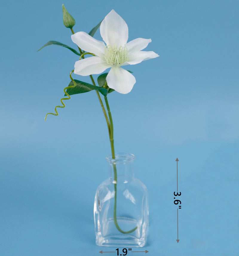 Faux Flower Stems 12 Inch White and Violet Artificial Silk Flowers 10 Pcs for Glass Arrangement
