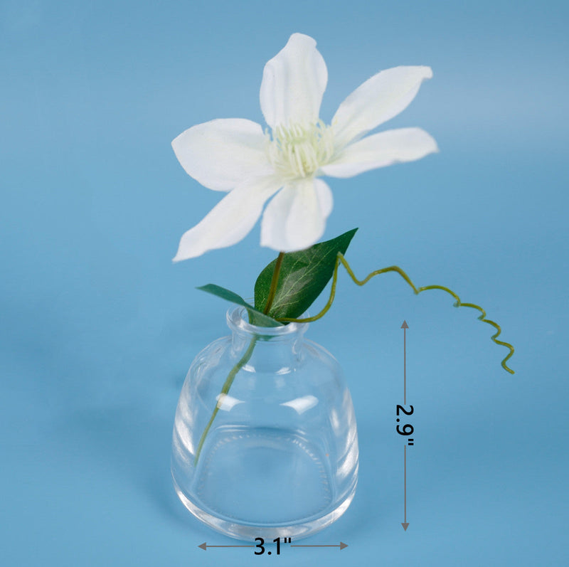 Faux Flower Stems 12 Inch White and Violet Artificial Silk Flowers 10 Pcs for Glass Arrangement