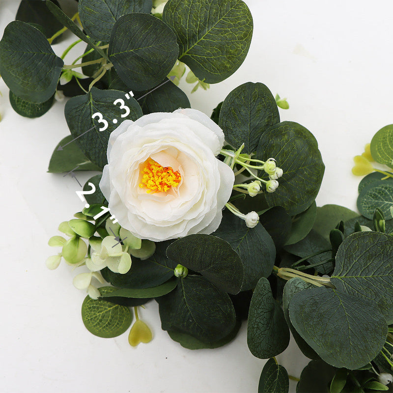 2 Pack Faux Eucalyptus and Rose Flower Hanging Garland, Artificial Greenery Decor for Home Party Table