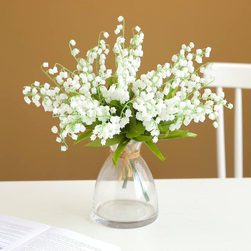 13.8 Inch White Lily of the Valley Artificial Flowers 10 Stems Faux Silk Wedding Centerpiece
