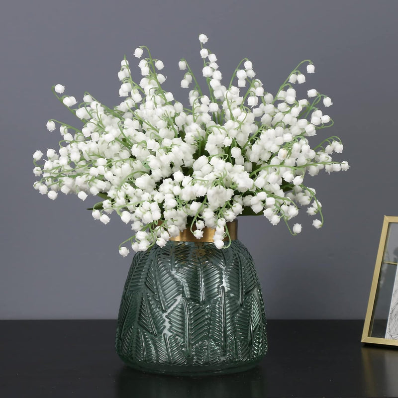 13.8 Inch White Lily of the Valley Artificial Flowers 10 Stems Faux Silk Wedding Centerpiece