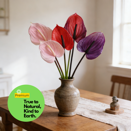 30 Inch Real Touch Anthurium Stem - Lifelike Artificial Flower for Wedding and Home Decor