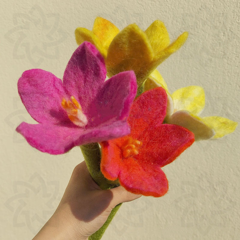 10 Pcs Artificial Felt Lily Flowers with Stems Bulk Wholesale Nepal Craft Decor