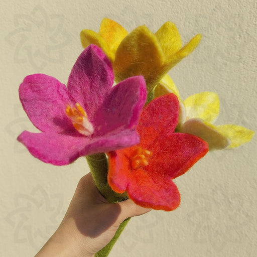 10 Pcs Artificial Felt Lily Flowers with Stems Bulk Wholesale Nepal Craft Decor