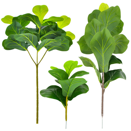 Artificial Fiddle Leaf Fig Tree Stems 10 Pcs 12 Inch Faux Greenery Leaves Bulk