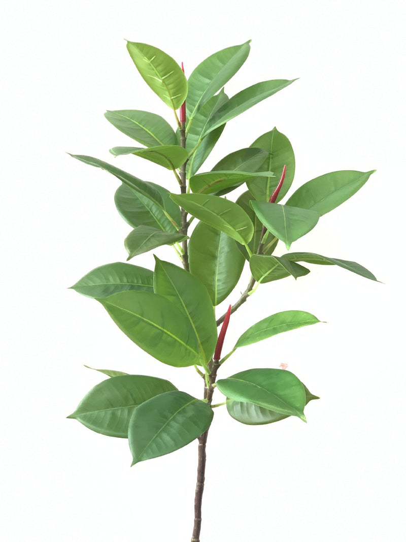 10 Pcs 42 Inch Extra Tall Artificial Ficus Elastica Robusta Moraceae Branch Plum Leaf Green Plant