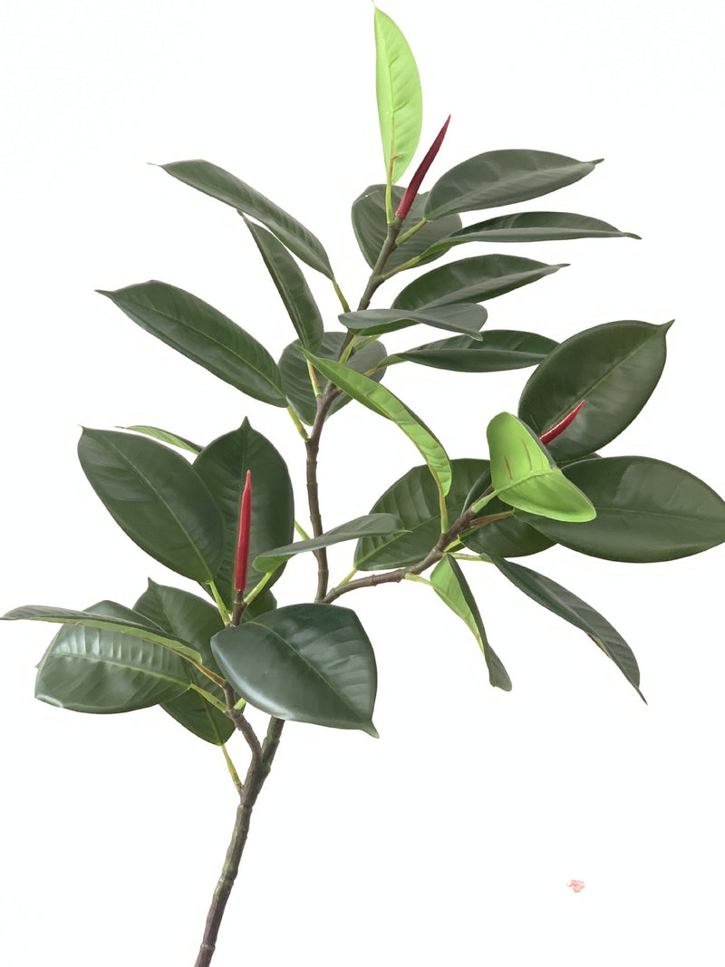 10 Pcs 42 Inch Extra Tall Artificial Ficus Elastica Robusta Moraceae Branch Plum Leaf Green Plant