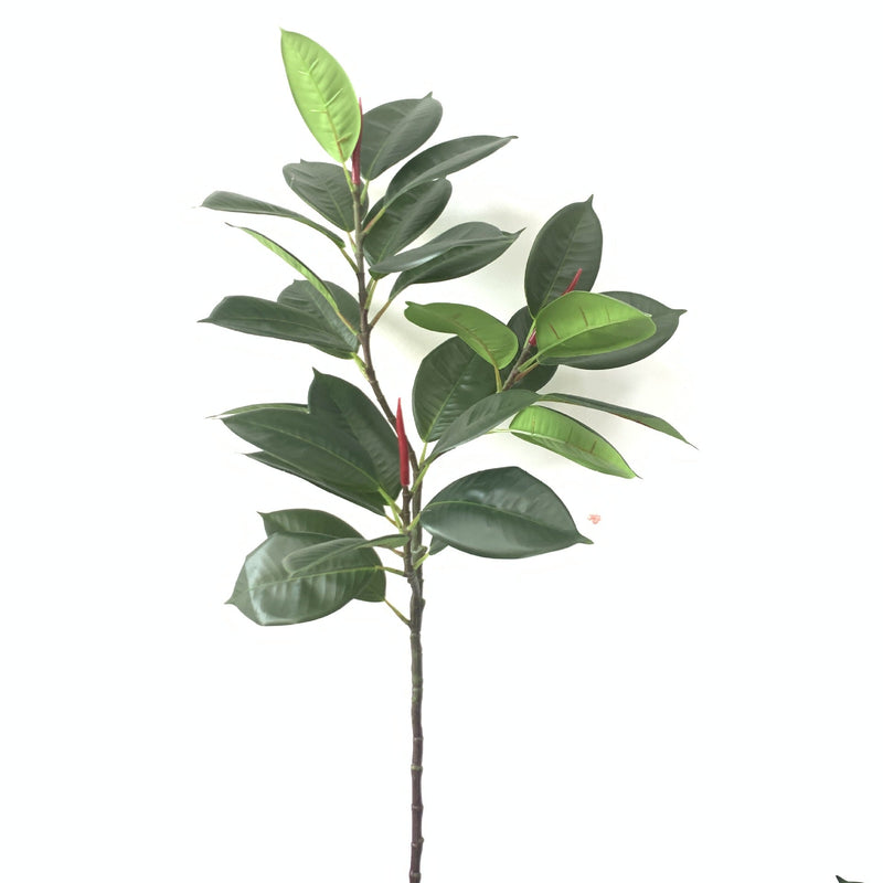 10 Pcs 42 Inch Extra Tall Artificial Ficus Elastica Robusta Moraceae Branch Plum Leaf Green Plant