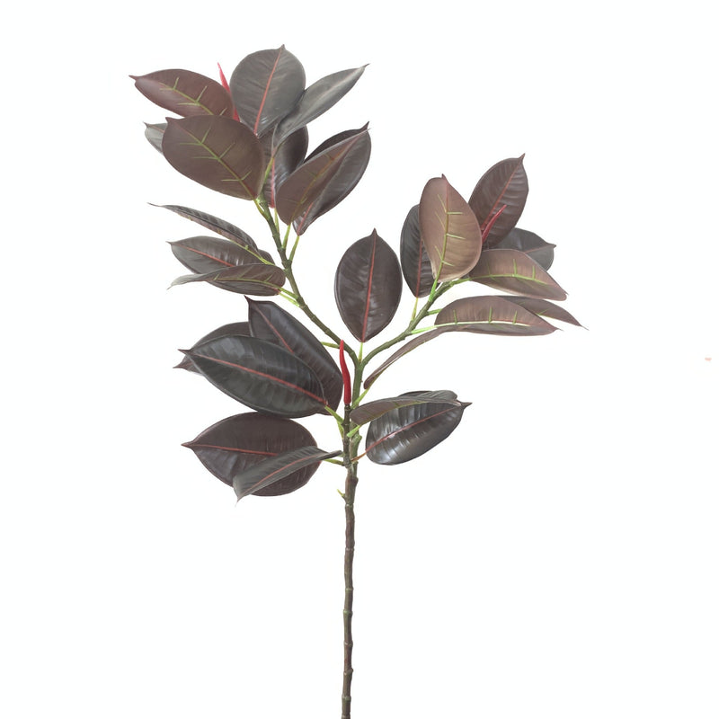 10 Pcs 42 Inch Extra Tall Artificial Ficus Elastica Robusta Moraceae Branch Plum Leaf Green Plant