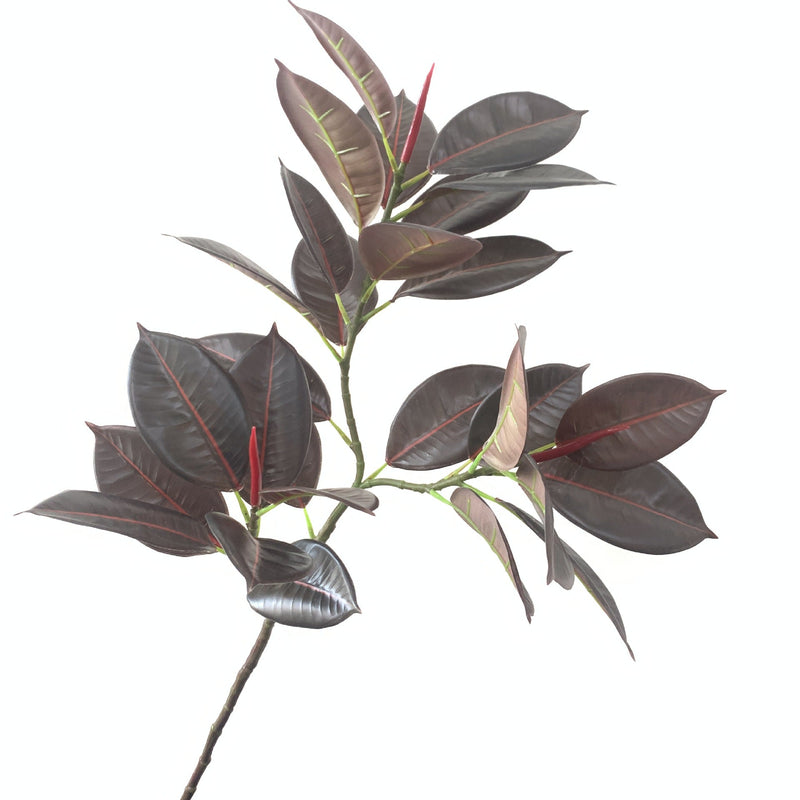 10 Pcs 42 Inch Extra Tall Artificial Ficus Elastica Robusta Moraceae Branch Plum Leaf Green Plant