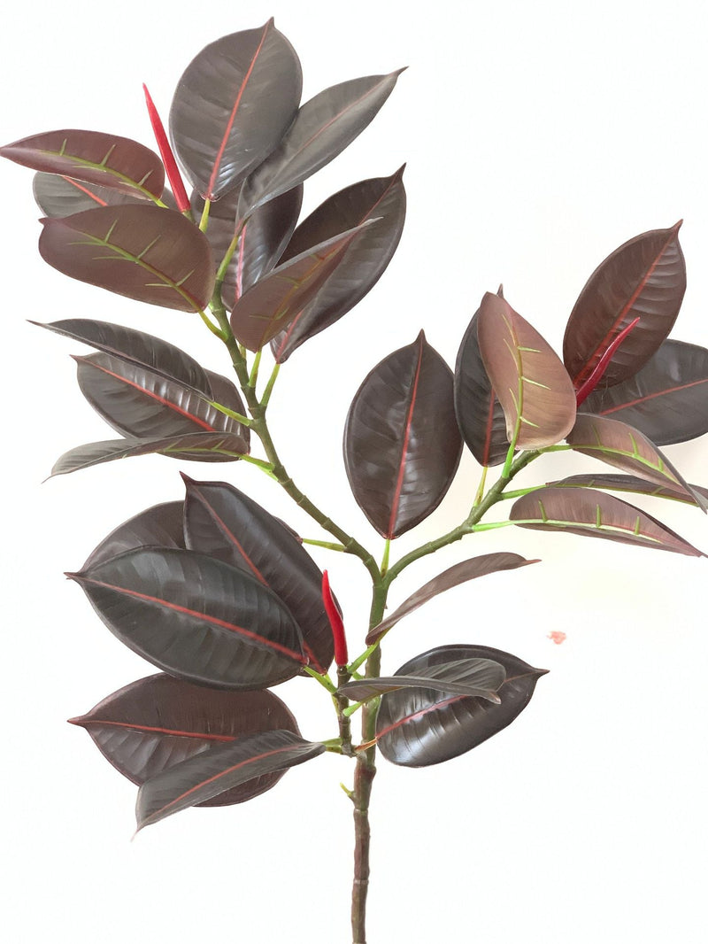 10 Pcs 42 Inch Extra Tall Artificial Ficus Elastica Robusta Moraceae Branch Plum Leaf Green Plant