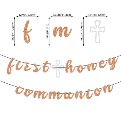 First Communion & Baptism Banner - 2 Sets Glitter Letter Garland for Baby Shower & Religious Celebrations