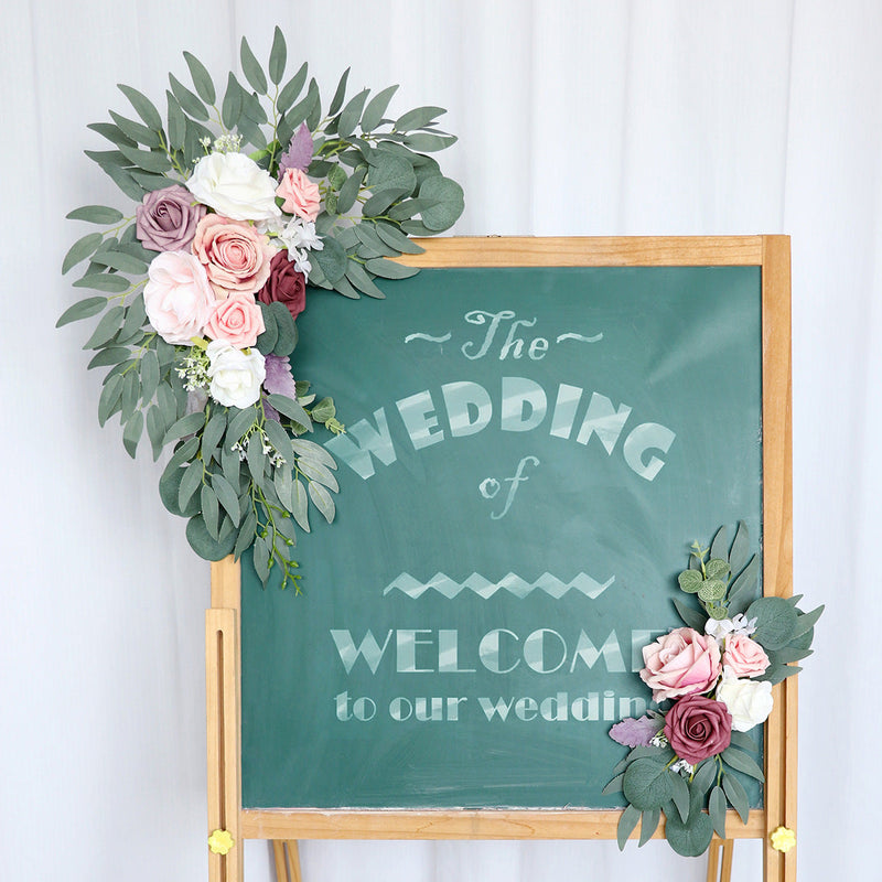 2-Piece Artificial Welcoming Flowers Set for Ceremony Sign and Reception Decoration Bulk