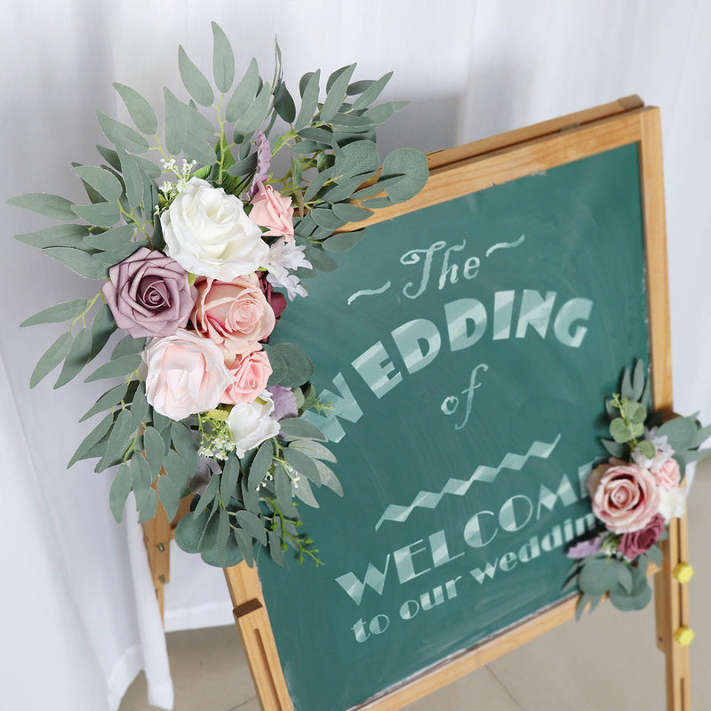 2-Piece Artificial Welcoming Flowers Set for Ceremony Sign and Reception Decoration Bulk
