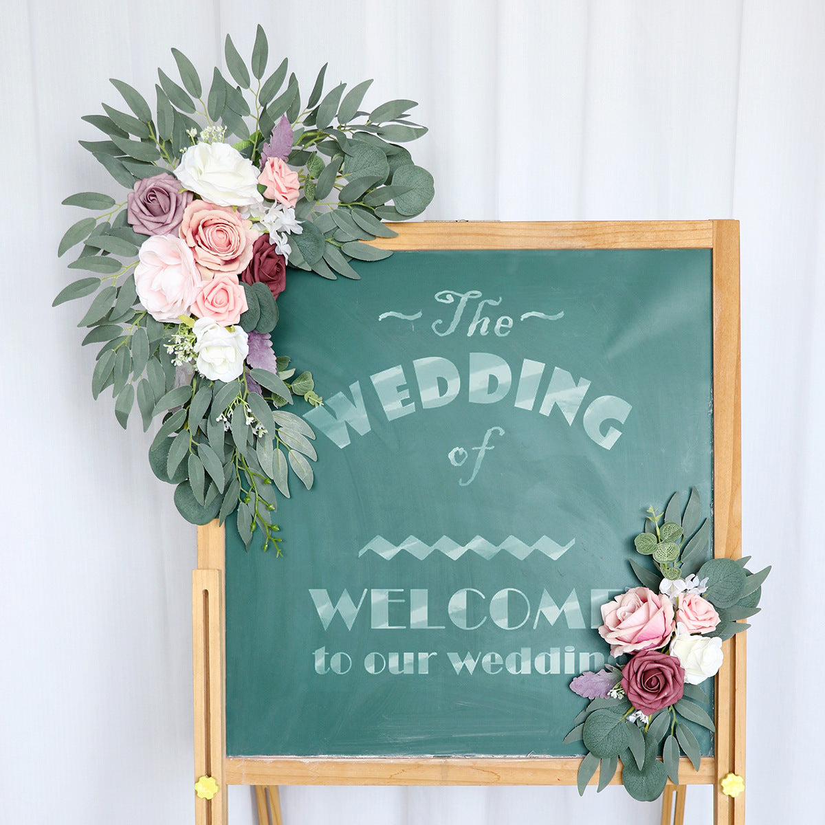 2-Piece Artificial Welcoming Flowers Set for Ceremony Sign and Recepti ...