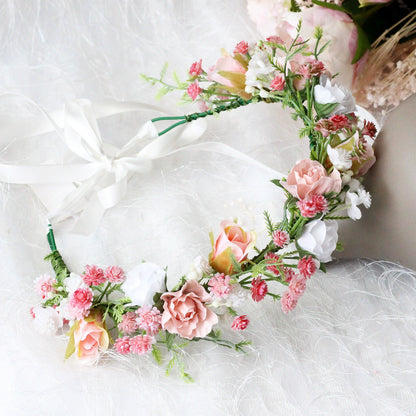 Floral Crown Bridal Headpiece - Romantic Flower Wreath for Wedding