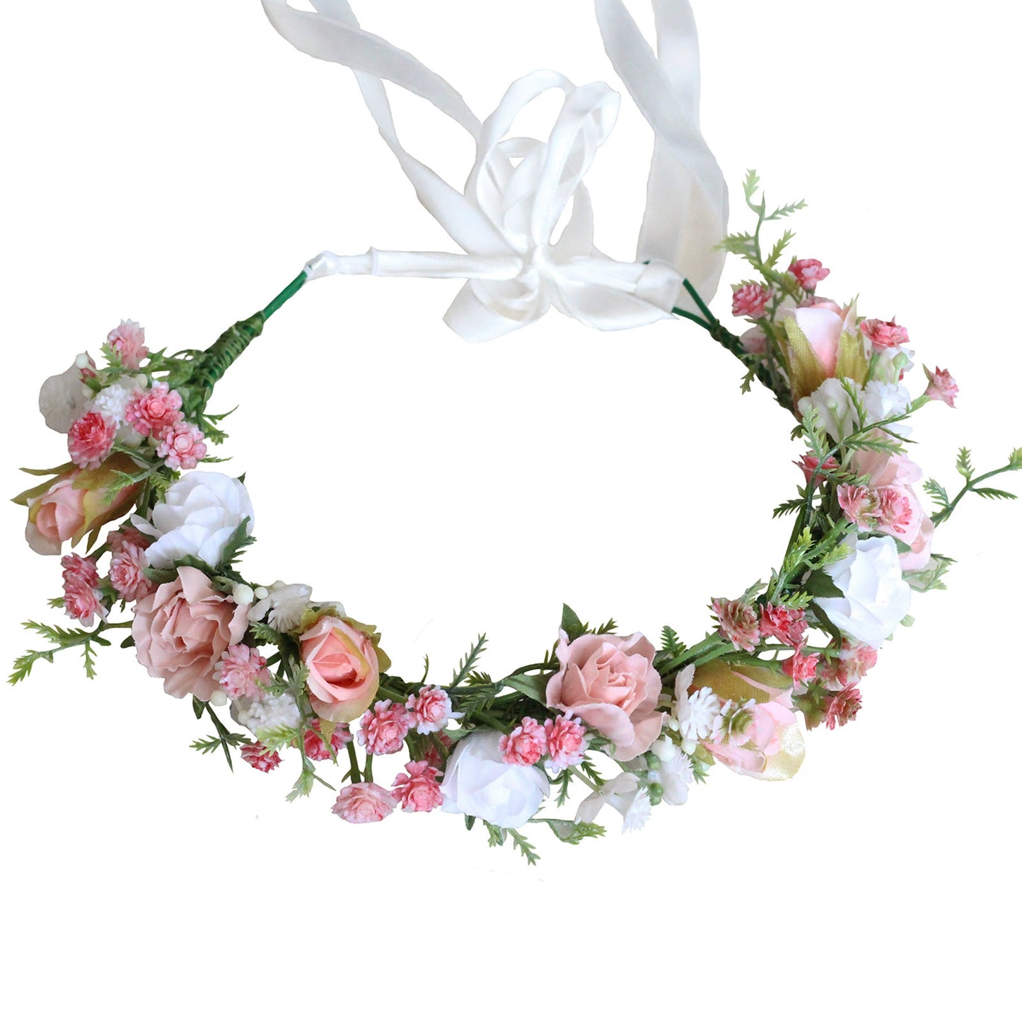 Floral Crown Bridal Headpiece - Romantic Flower Wreath for Wedding