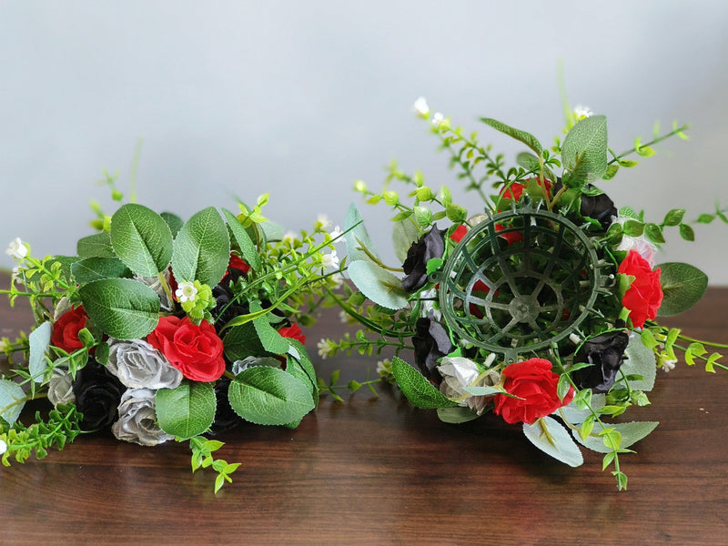 10 Pcs Artificial Rose Flower Balls for Wedding Decor, 6 Inch Silk Kissing Ball Arrangements
