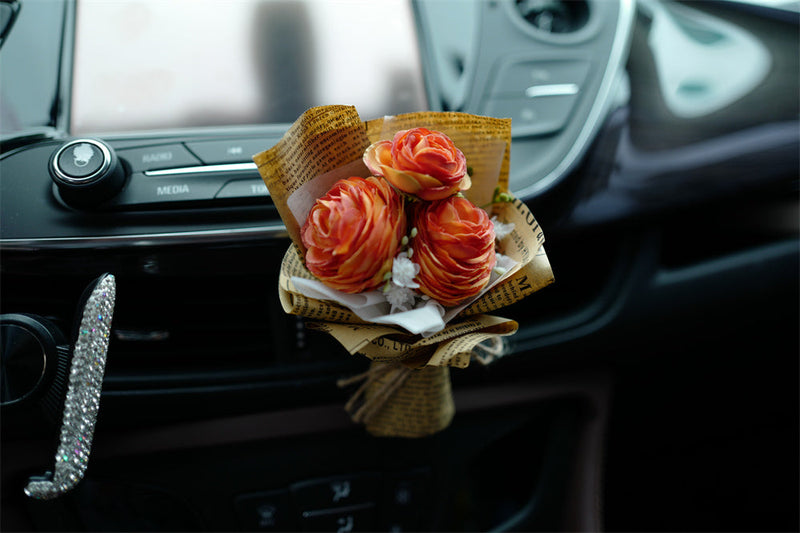 Artificial Flower Bouquet Vent Clip Car Decoration Air Freshener Accessory