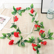 8FT Artificial Rose Garland Vines 8 Feet Long Hanging Silk Flowers for Wall Decor Weddings Parties Room Decoration Bulk