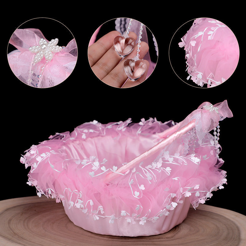 8.6 Inch Artificial Girl Basket with Pearl Decoration – Bulk Wholesale Quantity