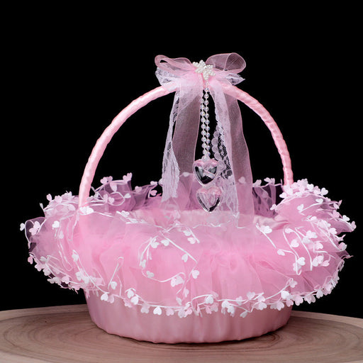8.6 Inch Artificial Girl Basket with Pearl Decoration – Bulk Wholesale Quantity