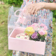 DIY Two-Compartment Bulk Flower Gift Box with Handle for Floral Arrangements