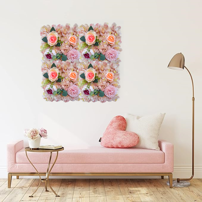 10 Pcs 10x10 Inch Artificial Flower Wall Panels for Wedding Bridal Baby Shower Party Photography Decoration