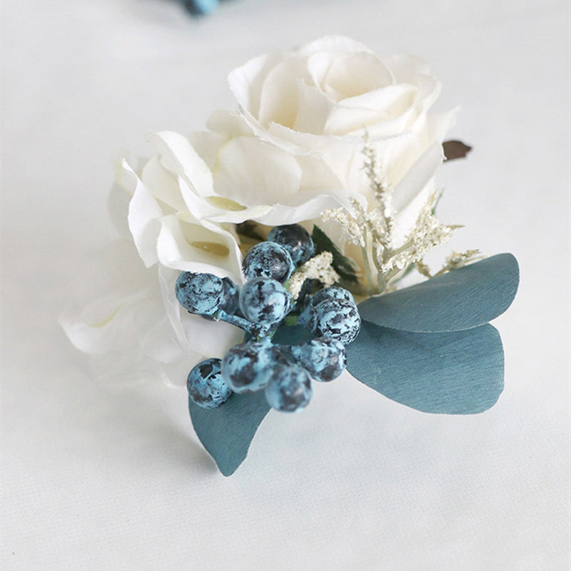 Artificial Rose Wrist Corsage with Berries, Bulk Pack, Silk Flowers, Wedding Accessory