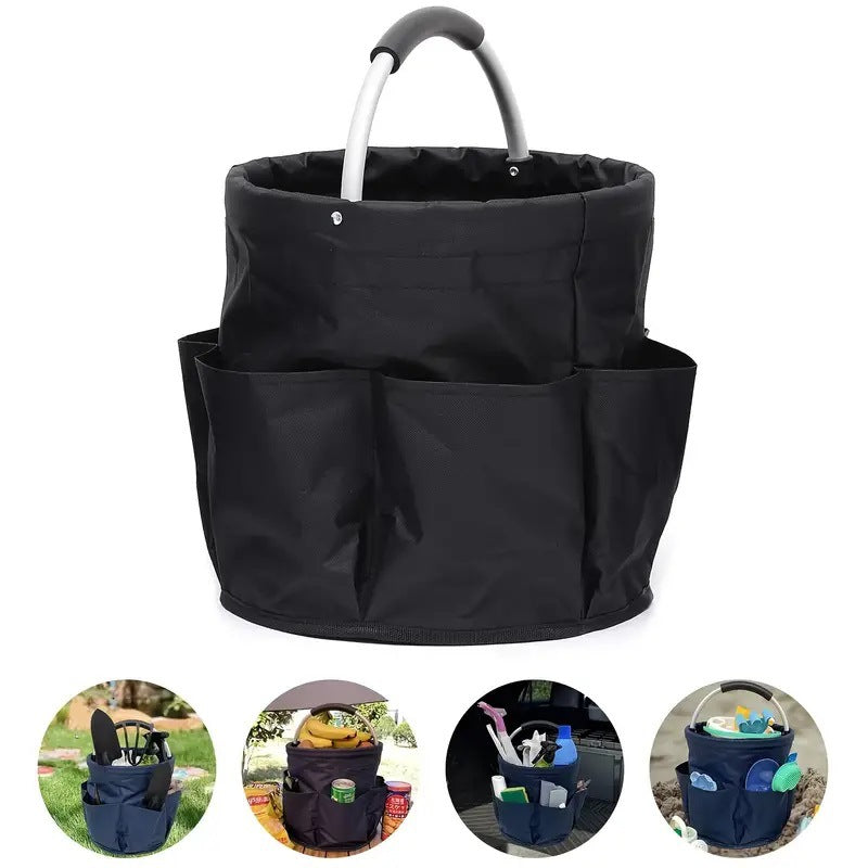 Foldable 11x11 Inch Multipurpose Tote Picnic Basket, Garden Tool Organizer & Outdoor Travel Storage Bin