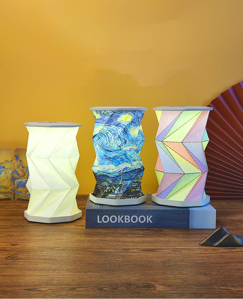 Foldable Magnetic Rotating Origami Ambient Lamp - Creative Home & Camping Night Light Gift