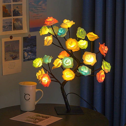 Forever Rose LED Rose Tree Lamp, Colorful Light-Up Table Lamp, USB Operated, Bulk Wholesale, Gift for Valentine's Day, Wedding, Anniversary, Birthday, Mother's Day