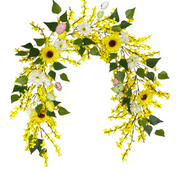 59 Inch Spring Garland with Easter Eggs, Forsythia & Sunflower Vine – Artificial Floral Decoration Bulk Pack