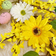 59 Inch Spring Garland with Easter Eggs, Forsythia & Sunflower Vine – Artificial Floral Decoration Bulk Pack