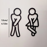 Fun 2D Bathroom Signs (Set of 2) - 4.72in Male & Female Restroom Door Decor