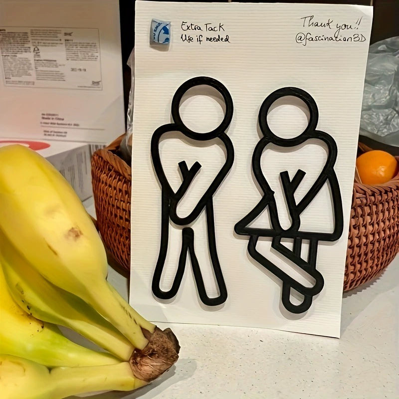 Fun 2D Bathroom Signs (Set of 2) - 4.72in Male & Female Restroom Door Decor