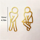 Fun 2D Bathroom Signs (Set of 2) - 4.72in Male & Female Restroom Door Decor