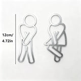 Fun 2D Bathroom Signs (Set of 2) - 4.72in Male & Female Restroom Door Decor
