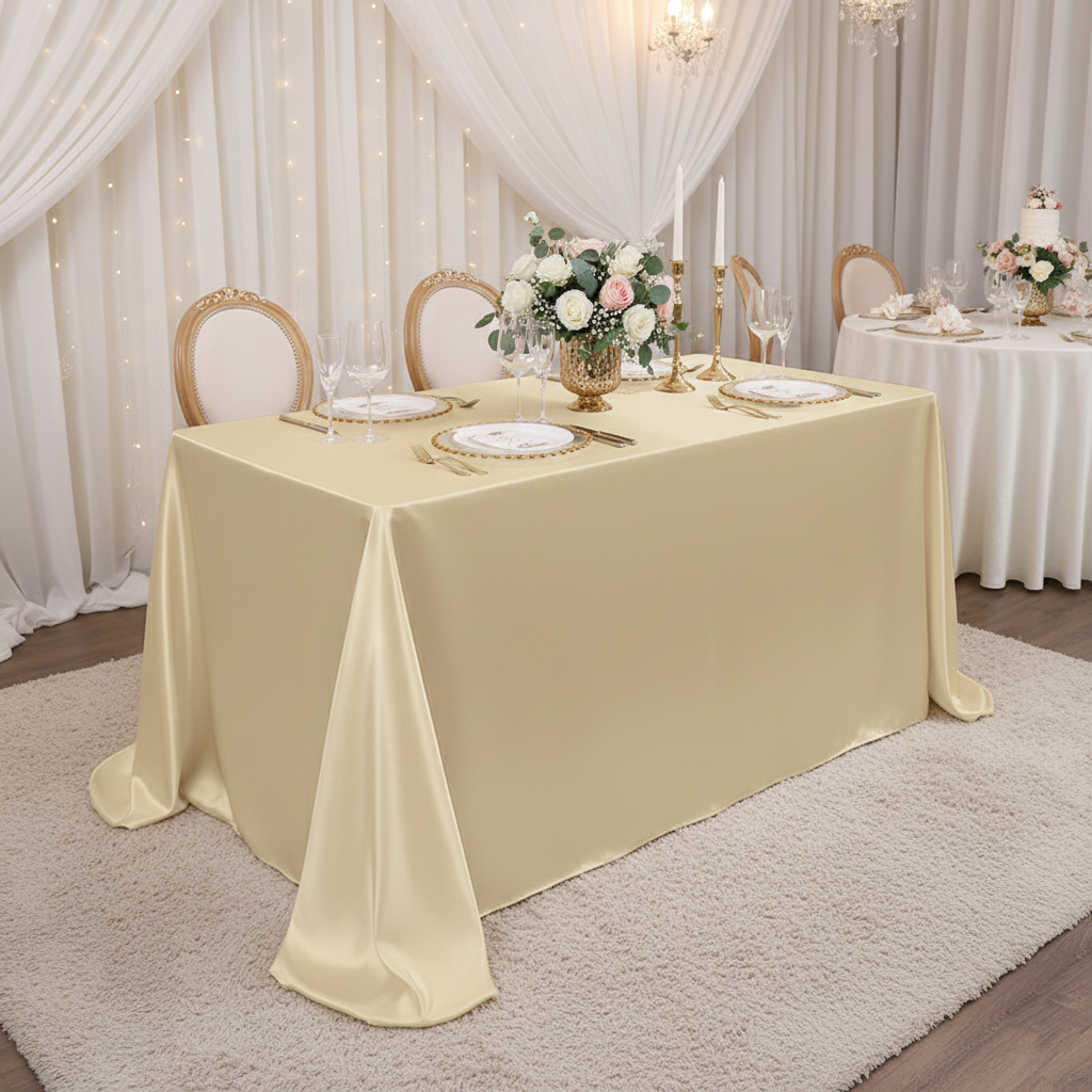 Satin Tablecloth for Weddings & Banquets - Elegant Decoration for Home Dining Room (57" x 102")