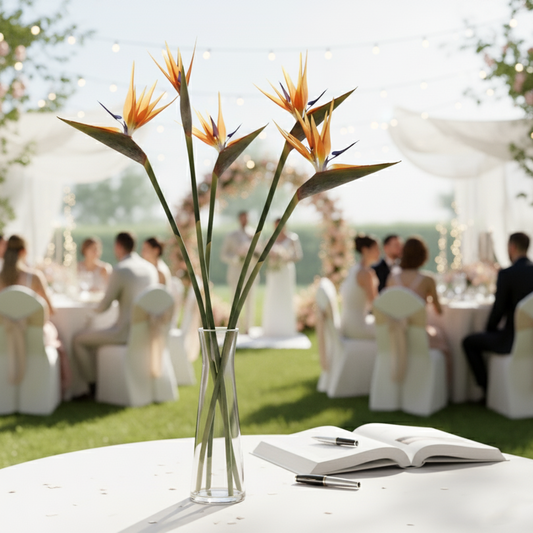 Real Touch Bird of Paradise Artificial Flower - 33" Tall Faux Strelitzia for Home Decor Wedding Photo Prop