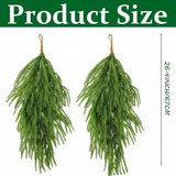 2 Pack Artificial Norfolk Pine Needle Swags - 26.4" Hanging Christmas Tree Decor for Indoor & Outdoor Wall