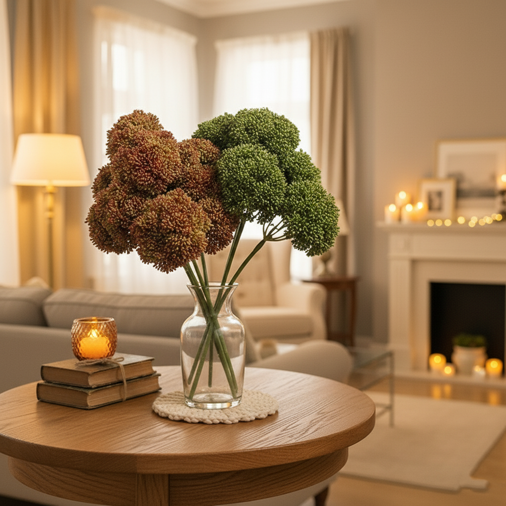 Faux Green Hydrangea Berry Stem - 15" Tall 4.3" Diameter | Artificial Floral for Home Decor New Chinese Style