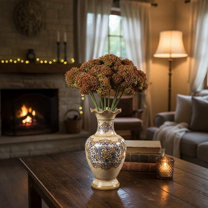 Faux Green Hydrangea Berry Stem - 15" Tall 4.3" Diameter | Artificial Floral for Home Decor New Chinese Style