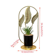 Geometric Metal Artificial Potted Plant Decor - Iron Art Living Room Accents