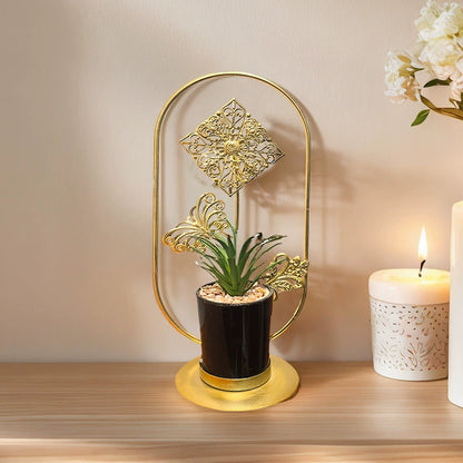 Geometric Metal Artificial Potted Plant Decor - Iron Art Living Room Accents