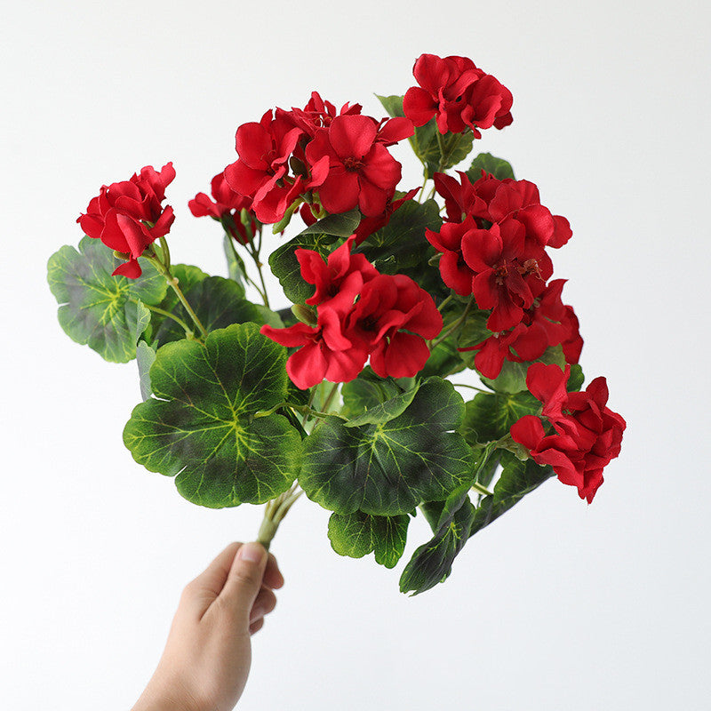 16.5 Inch Artificial Geranium Bush, UV Resistant Faux Flowers for Indoor and Outdoor Use, Bulk Quantity