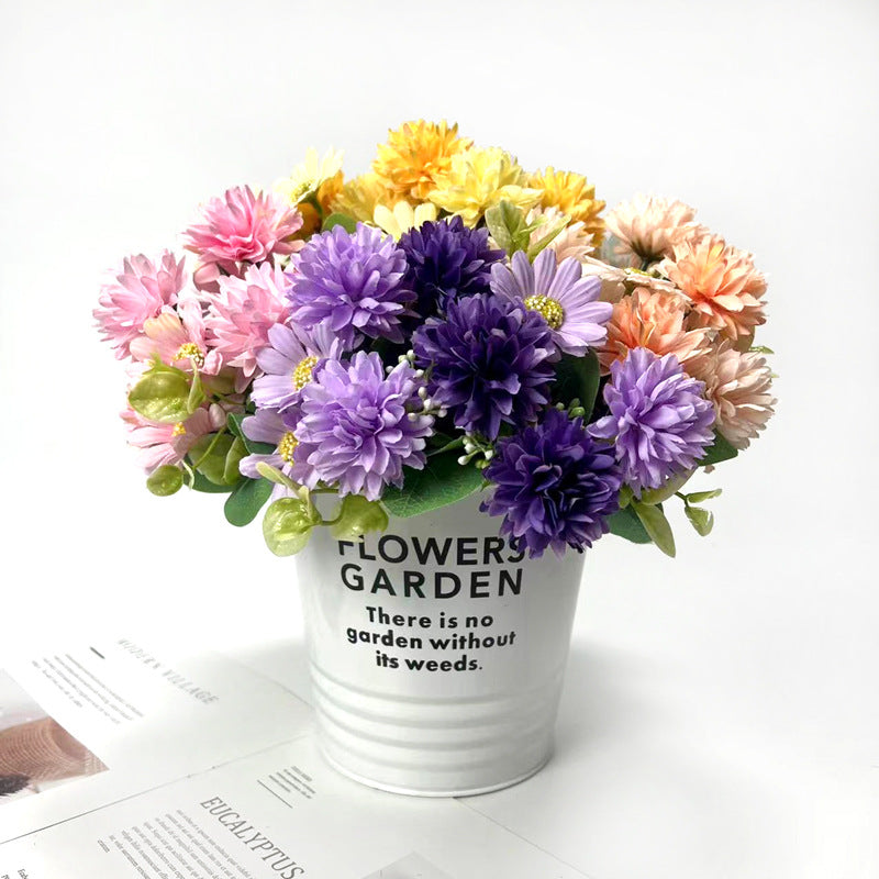 11.8 Inch Gerbera Bush Mixed Kiku Silk Flowers Bouquet 10 Pcs Artificial Floral Arrangements