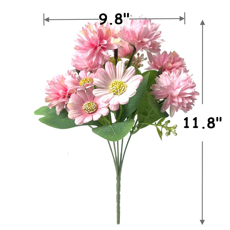 11.8 Inch Gerbera Bush Mixed Kiku Silk Flowers Bouquet 10 Pcs Artificial Floral Arrangements