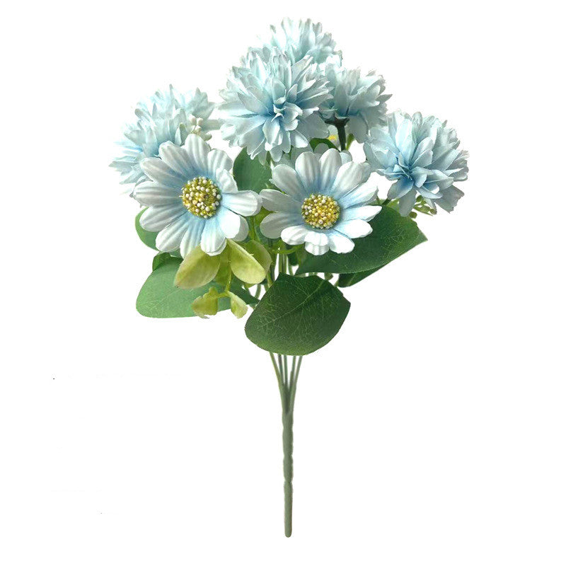 11.8 Inch Gerbera Bush Mixed Kiku Silk Flowers Bouquet 10 Pcs Artificial Floral Arrangements